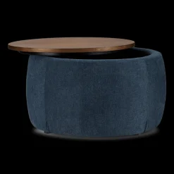 New Bouclair Fabric and Walnut Ottoman