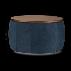 New Bouclair Fabric and Walnut Ottoman
