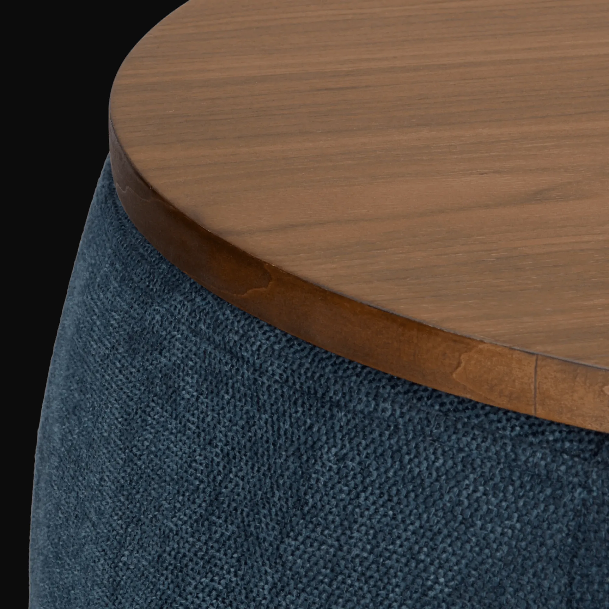 New Bouclair Fabric and Walnut Ottoman