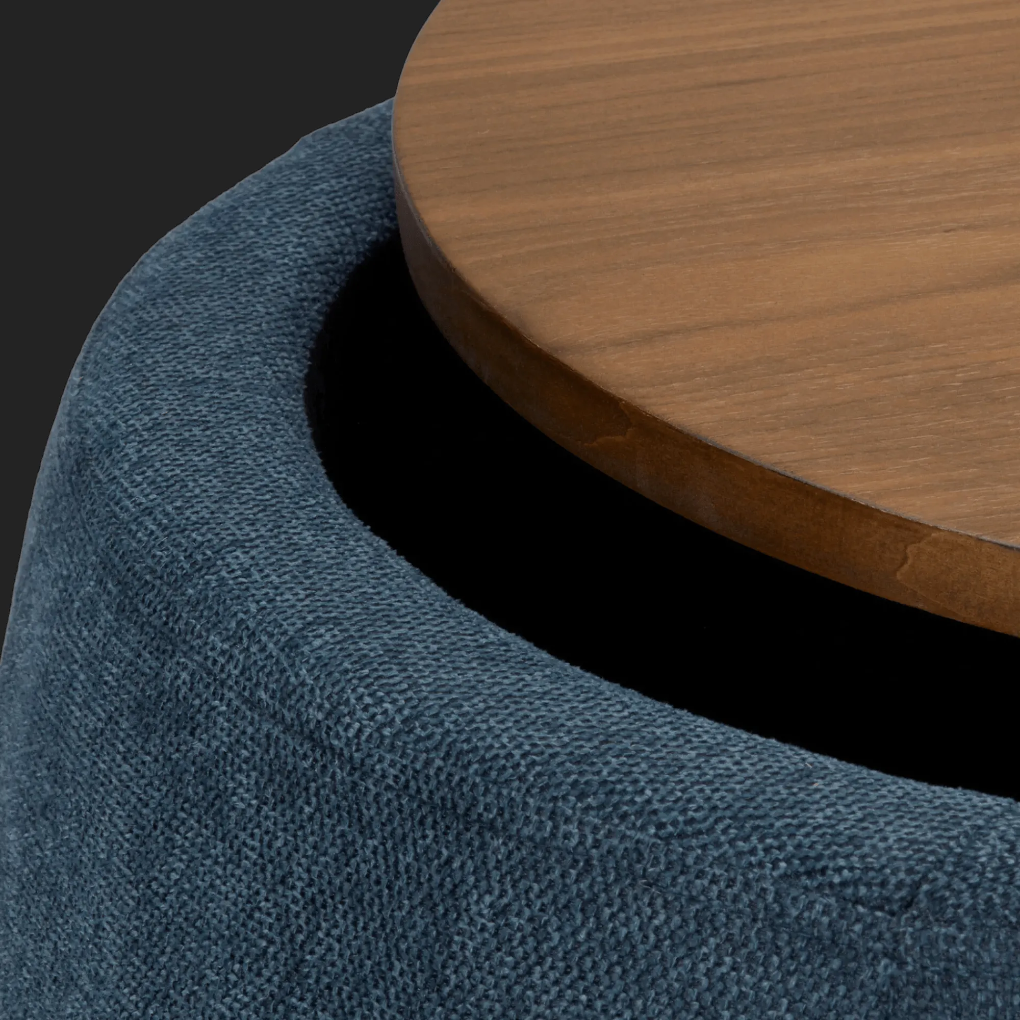 New Bouclair Fabric and Walnut Ottoman