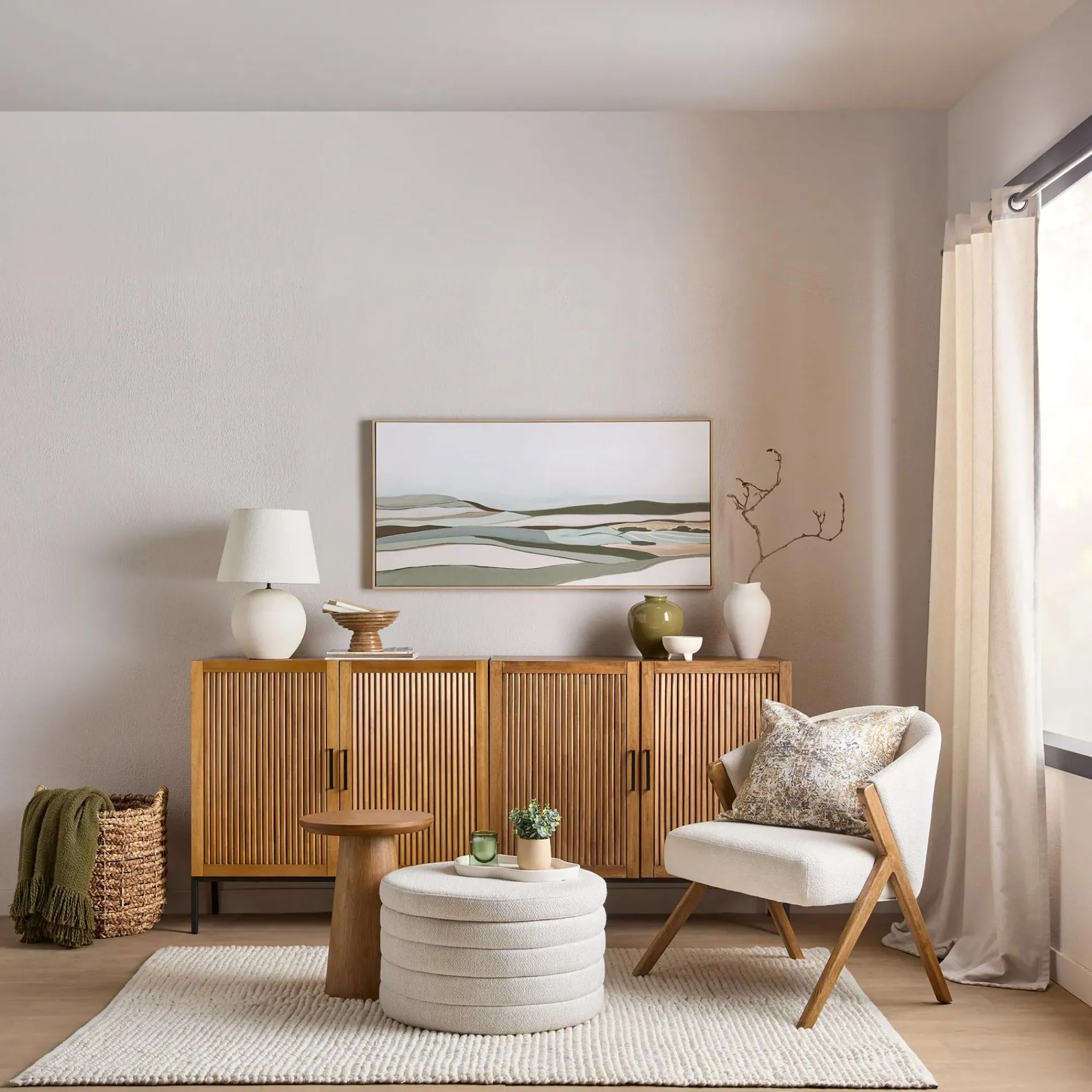 Best Bouclair Fabric and Wood Accent Chair