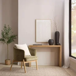 Hot Bouclair Fabric and Wood Accent Chair