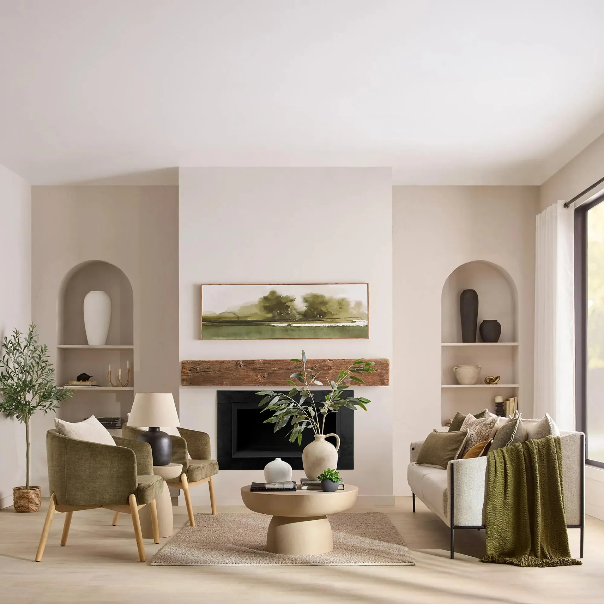 Hot Bouclair Fabric and Wood Accent Chair