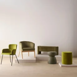 Hot Bouclair Fabric and Wood Accent Chair