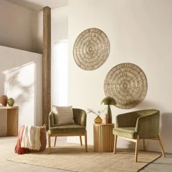 Hot Bouclair Fabric and Wood Accent Chair