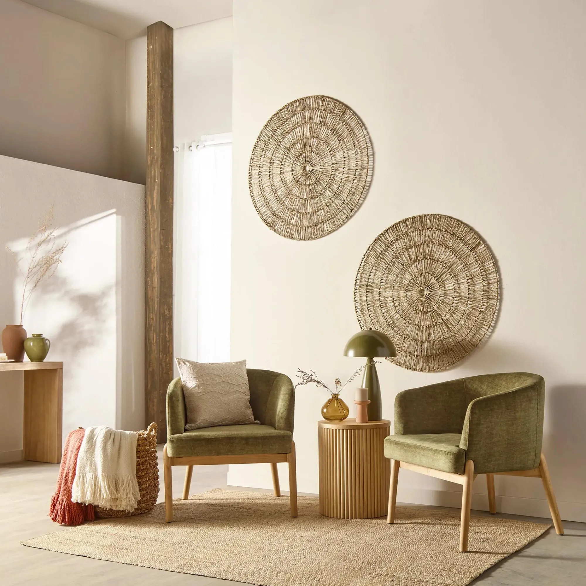 Hot Bouclair Fabric and Wood Accent Chair