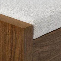 Hot Bouclair Fabric and Wood Bench