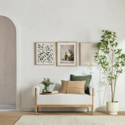 New Bouclair Fabric and Wood Bench