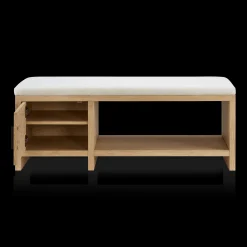 Online Bouclair Fabric and Wood Bench with Shoe Rack and Storage
