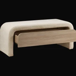 Sale Bouclair Fabric and Wood Bench with Storage