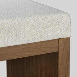 Hot Bouclair Fabric and Wood Bench with Shoe Rack