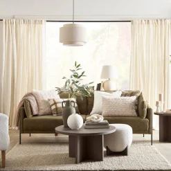 Best Bouclair Fabric and Wood Ottoman