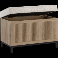 Online Bouclair Fabric and Wood Ottoman with Storage