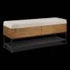 Discount Bouclair Fabric Wood and Metal Storage Bench with Shoe Rack