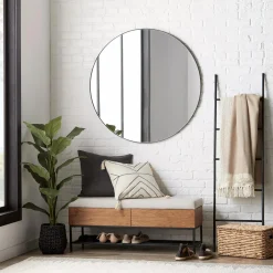 Discount Bouclair Fabric Wood and Metal Storage Bench with Shoe Rack