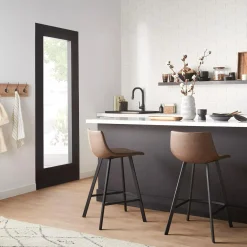 Clearance Bouclair Faux Leather and Metal Bar Stool