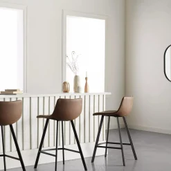 Clearance Bouclair Faux Leather and Metal Bar Stool