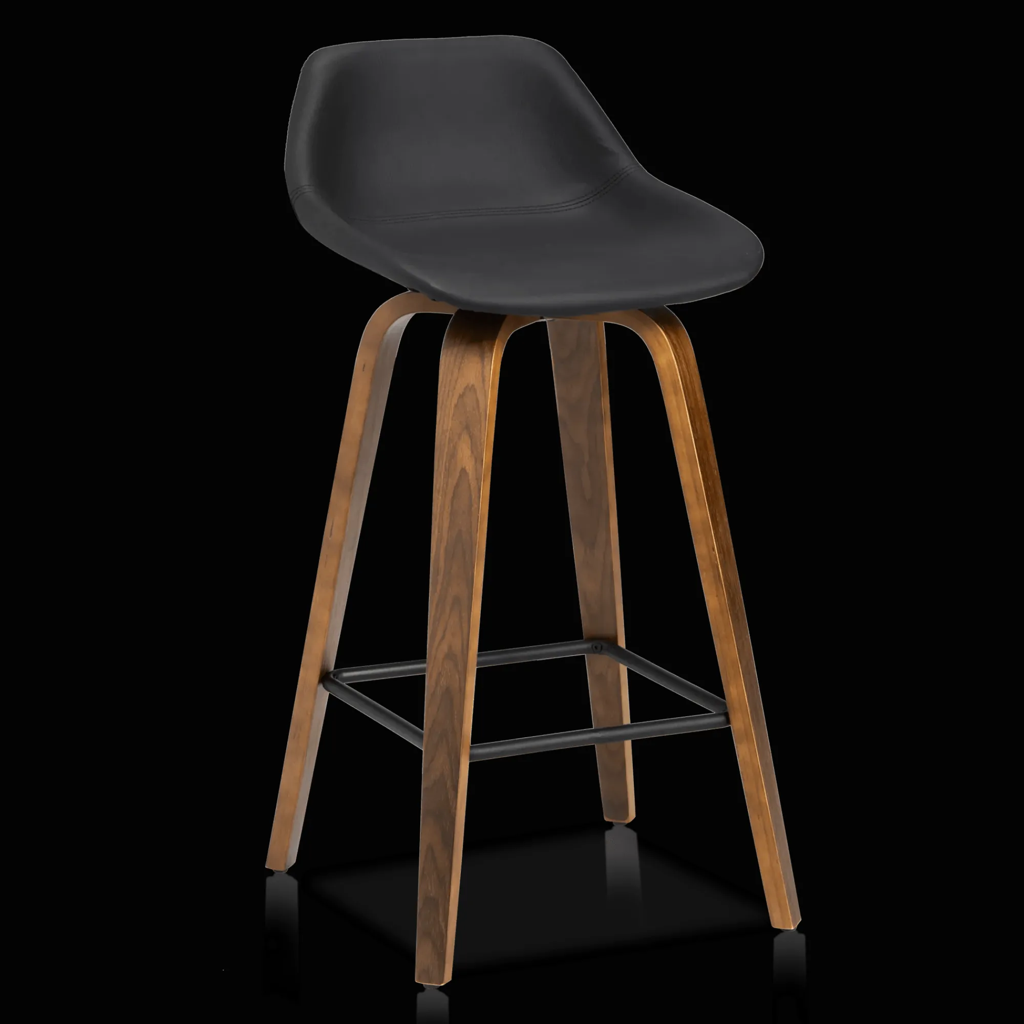 Discount Bouclair Faux Leather and Walnut Wood Bar Stool
