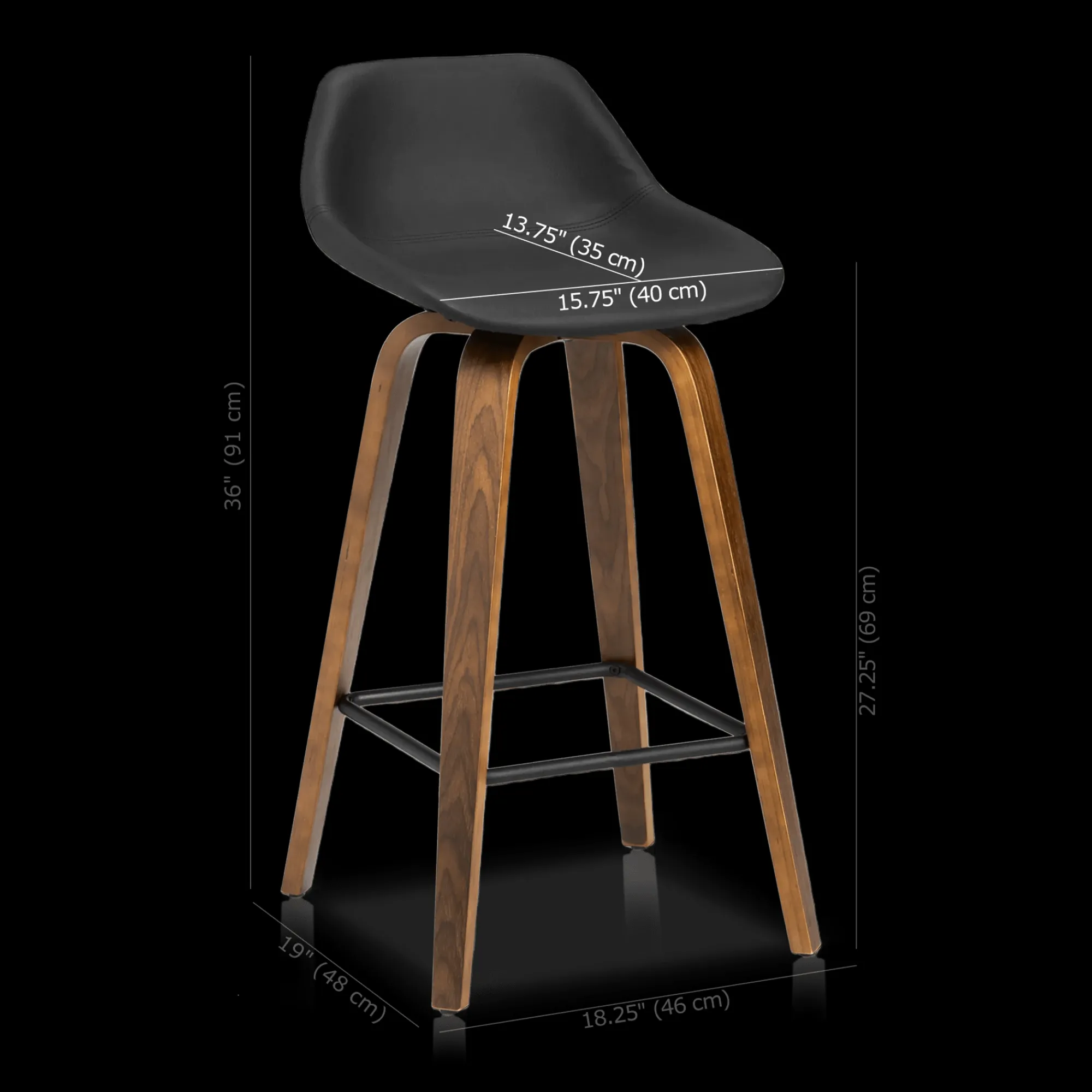 Discount Bouclair Faux Leather and Walnut Wood Bar Stool