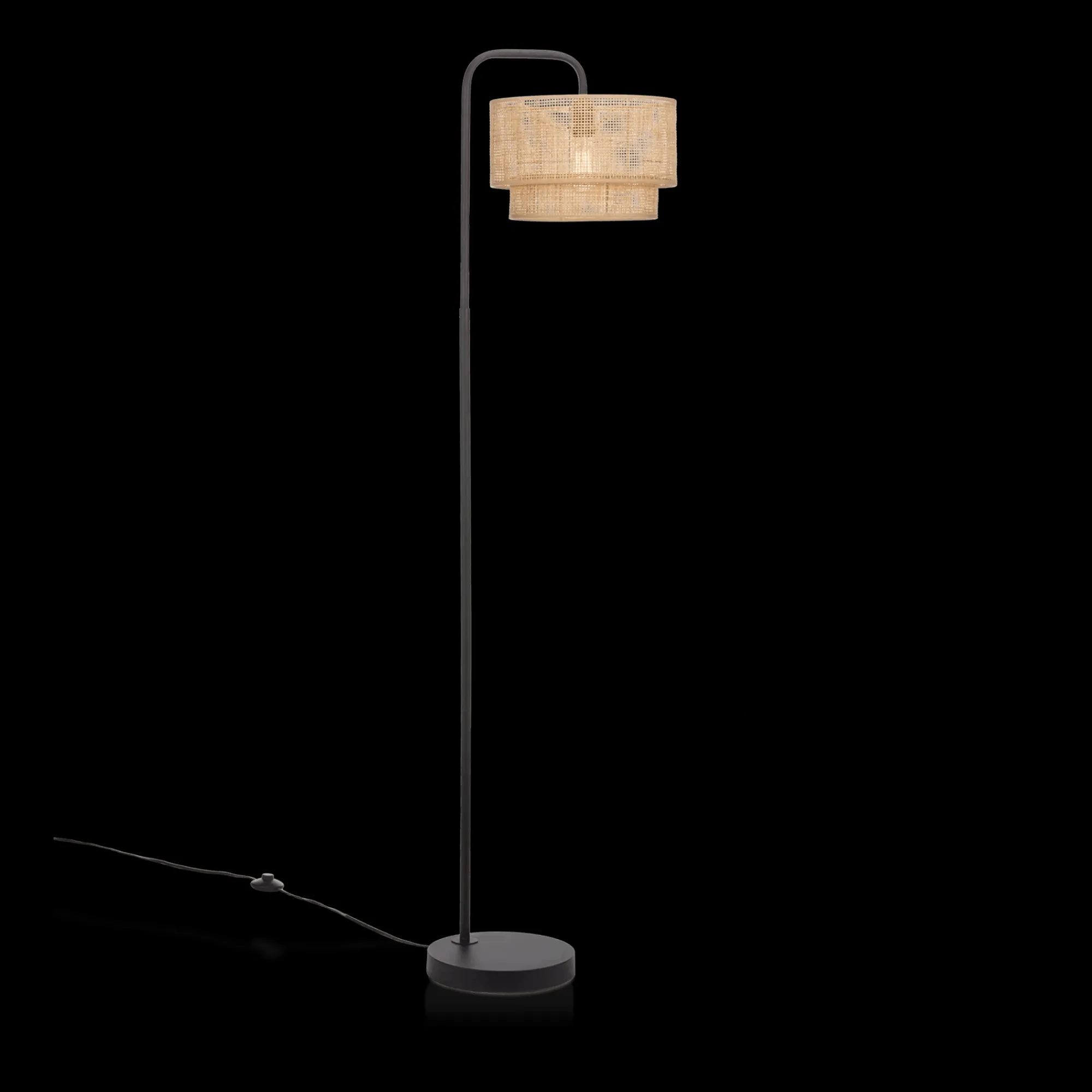 Clearance Bouclair Floor Lamp with Rattan Shade and Metal Base