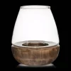 Outlet Bouclair Glass and Wood Candle Holder