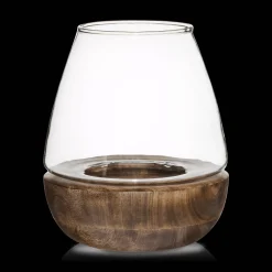 Outlet Bouclair Glass and Wood Candle Holder