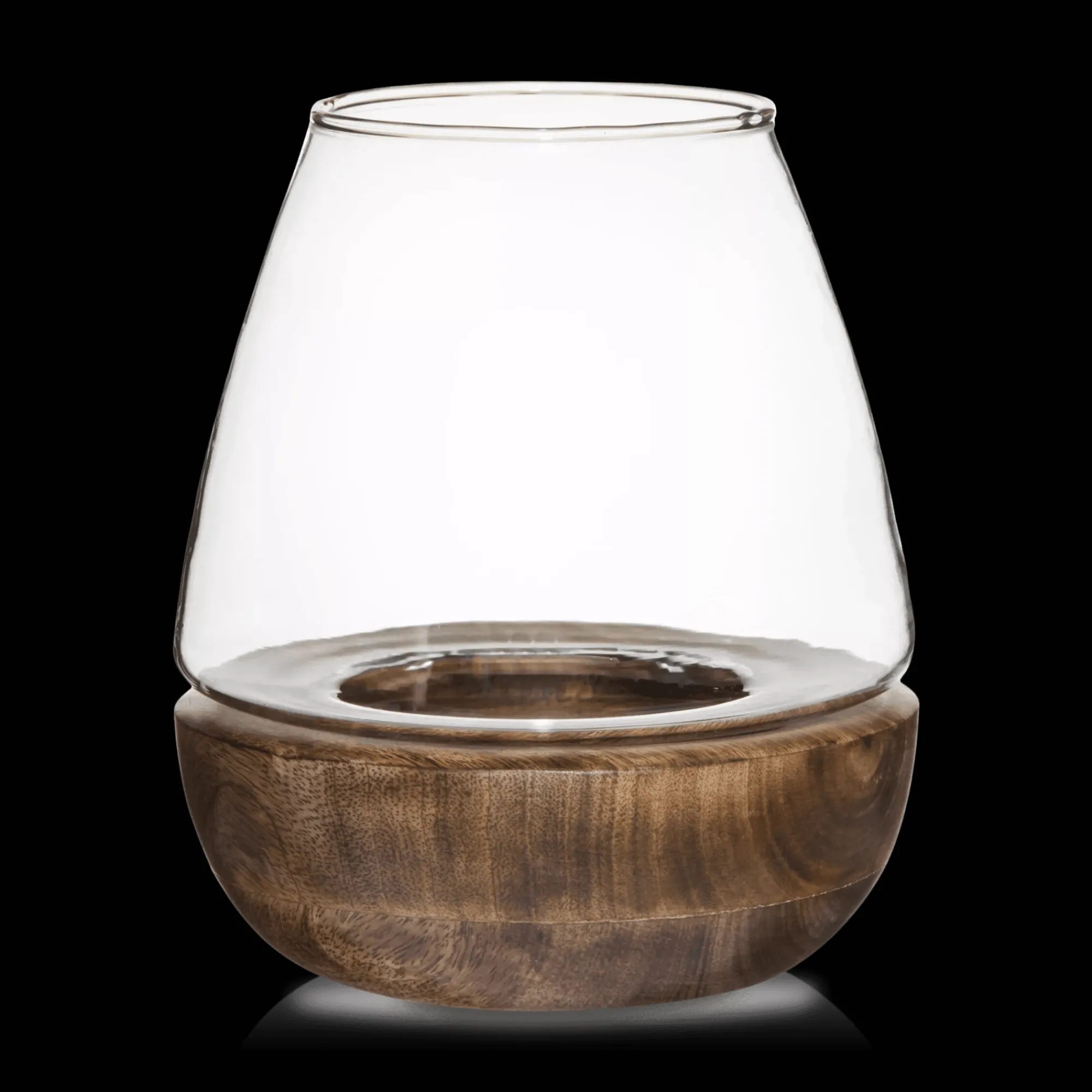 Outlet Bouclair Glass and Wood Candle Holder