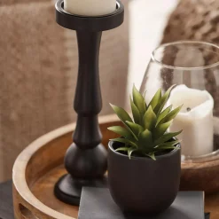 Outlet Bouclair Glass and Wood Candle Holder