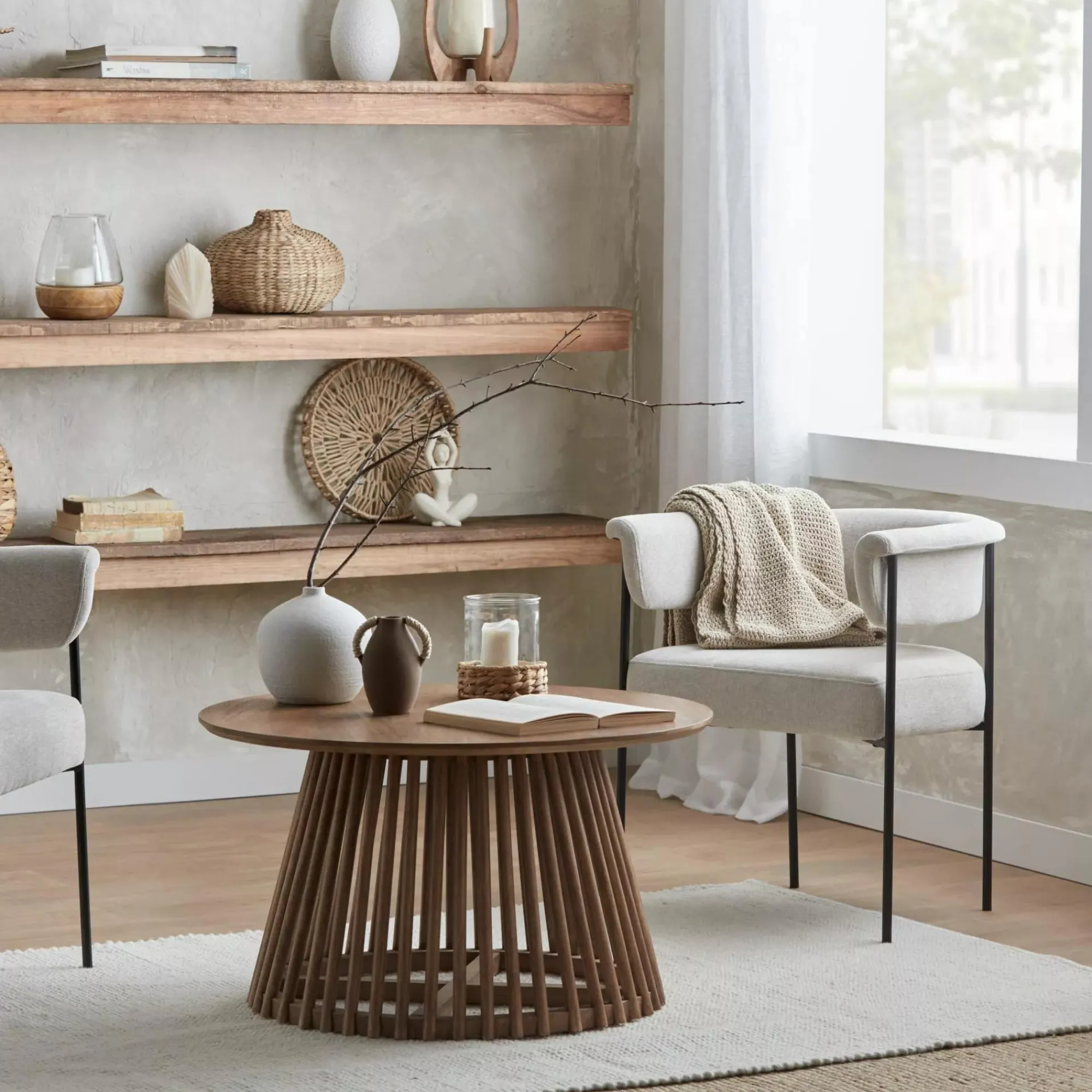 Outlet Bouclair Glass and Wood Candle Holder