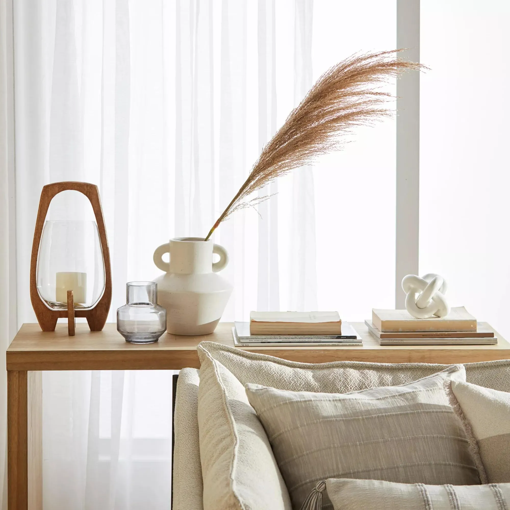 Online Bouclair Glass Candle Holder with Wooden Base