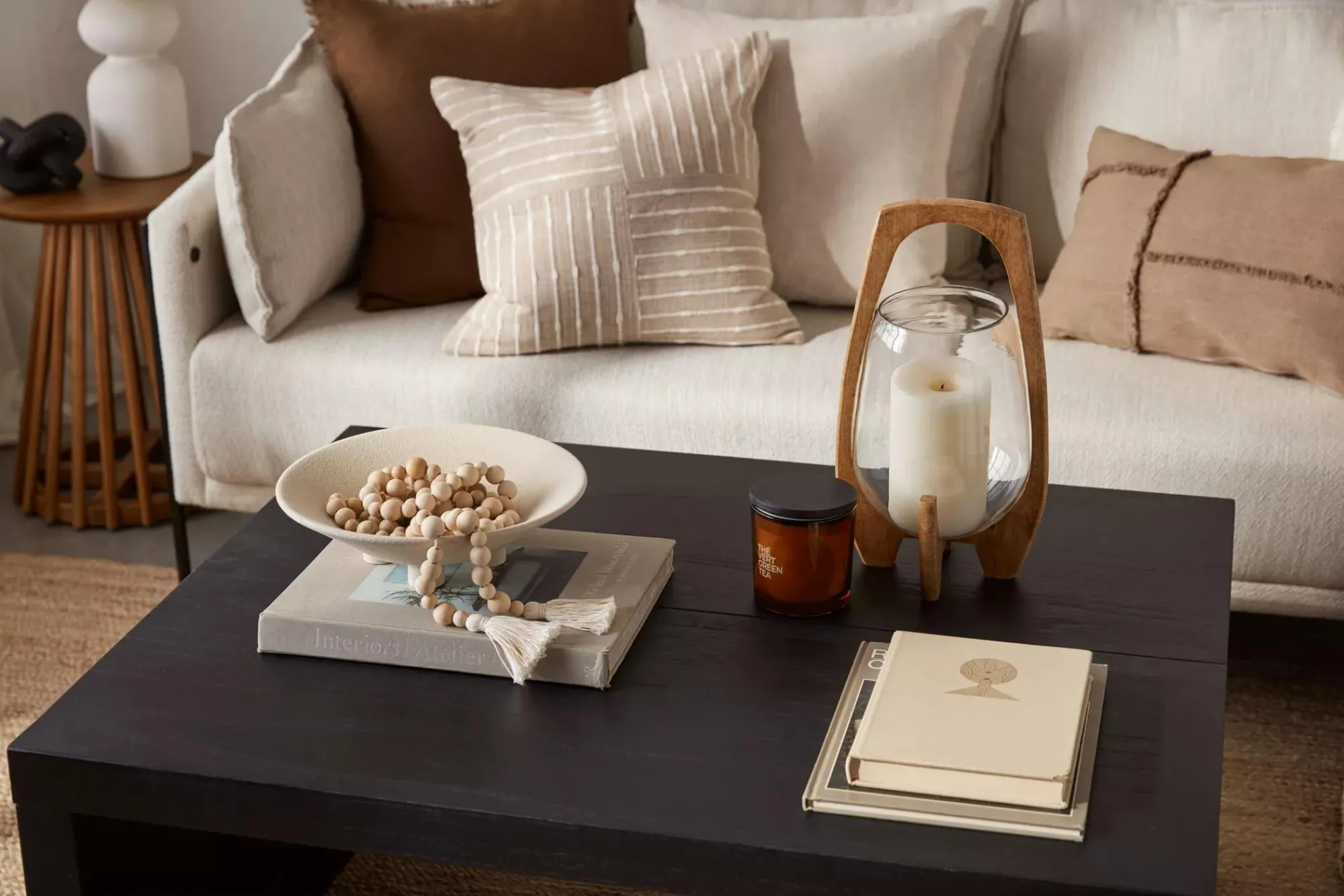 Online Bouclair Glass Candle Holder with Wooden Base