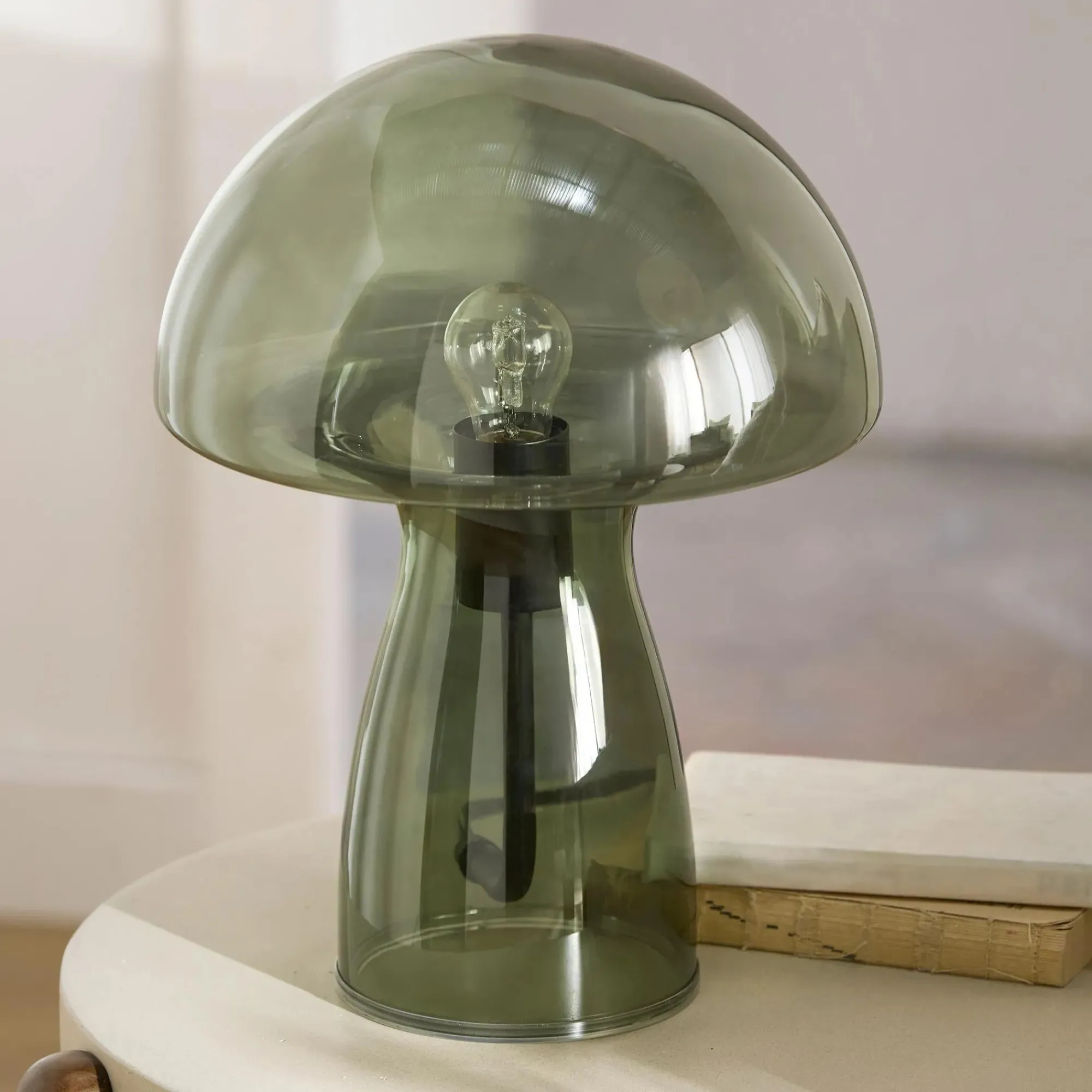 Online Bouclair Green Glass Mushroom Table Lamp