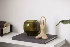 Bouclair Green Glass Pillar Candle Holder