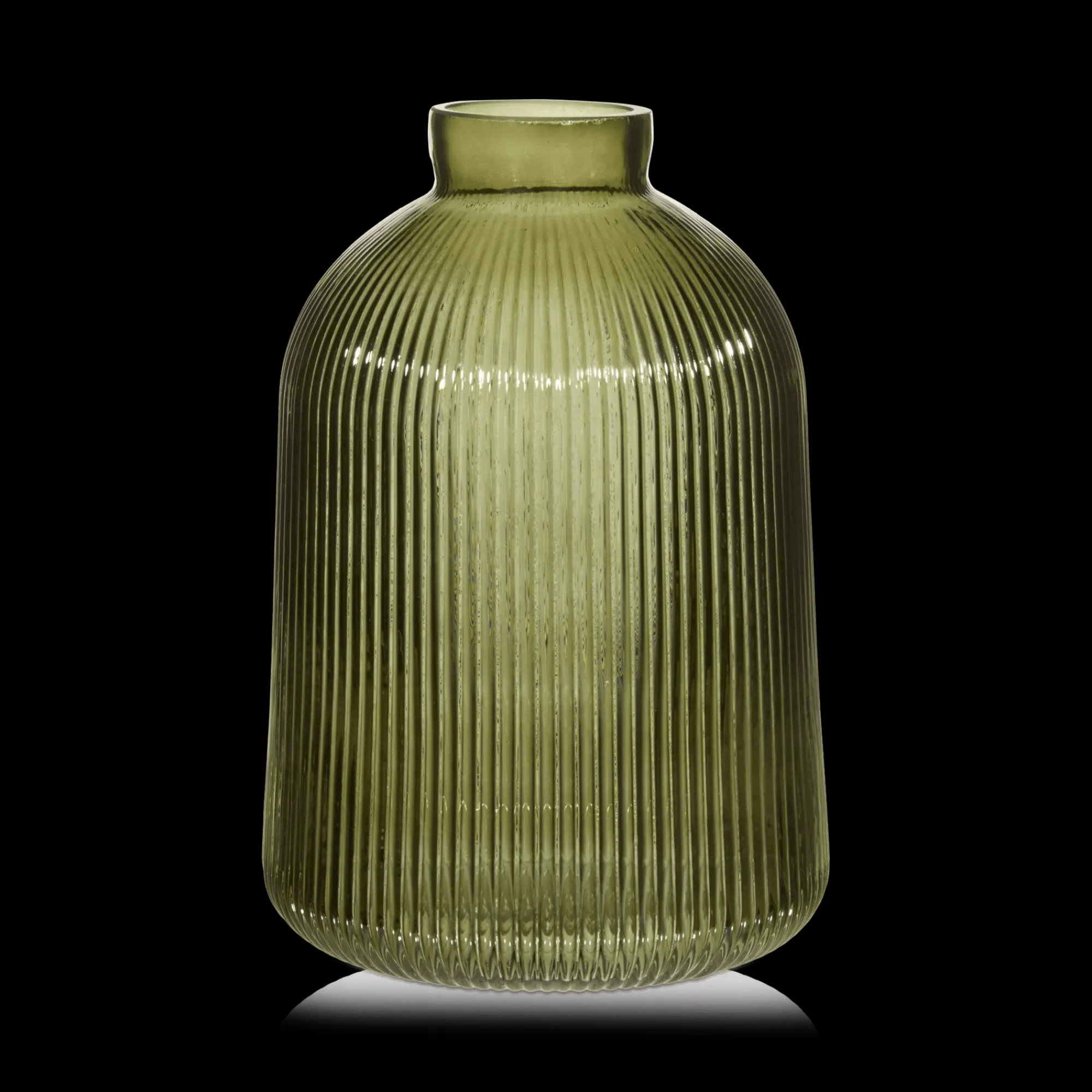 Outlet Bouclair Green Ribbed Glass Table Vase