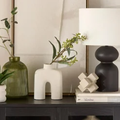 Outlet Bouclair Green Ribbed Glass Table Vase