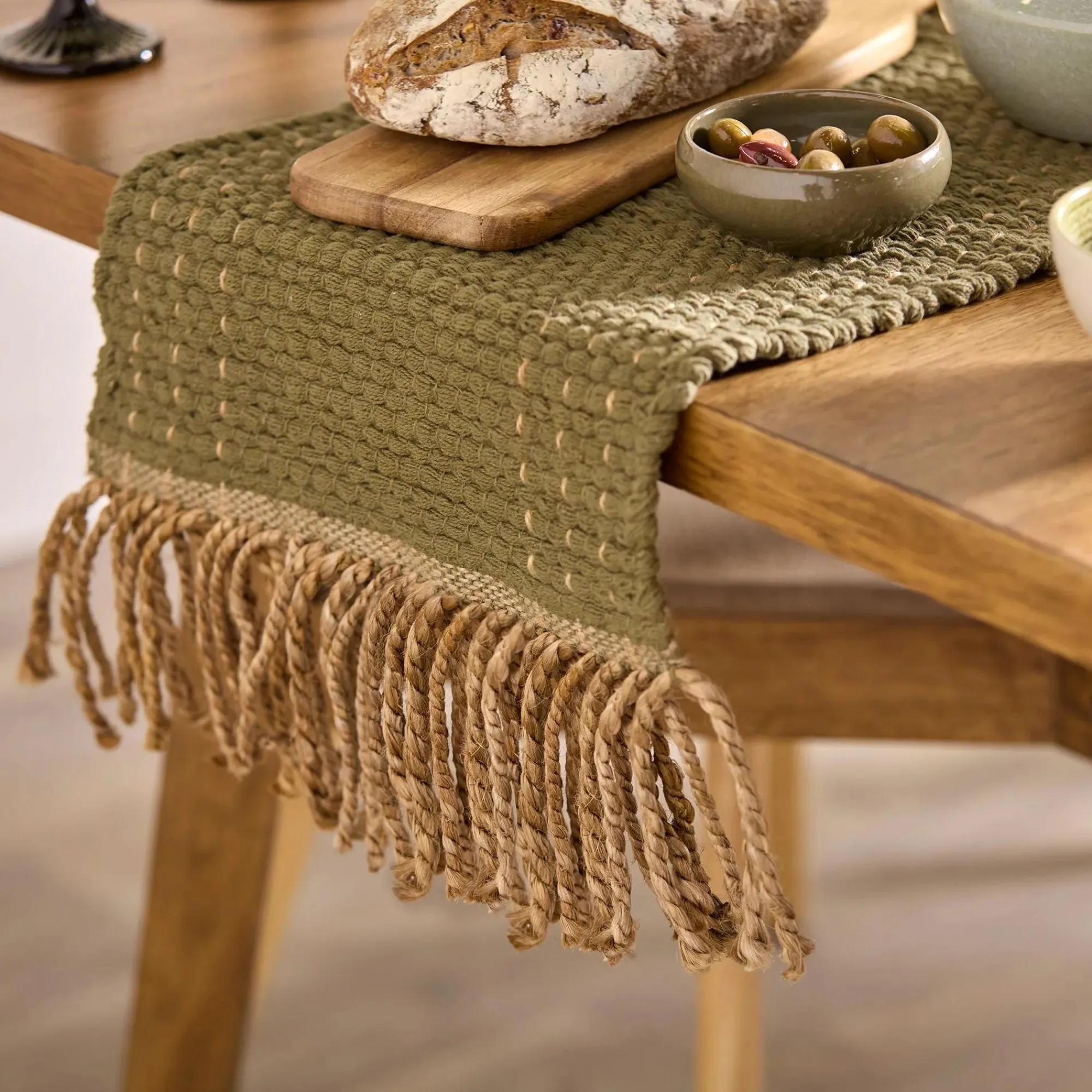 Online Bouclair Green Table Runner