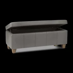 Bouclair Grey Faux Leather Storage Bench