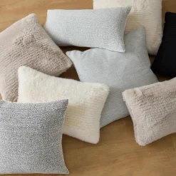 Outlet Bouclair Grey Maddox Faux Fur Decorative Lumbar Pillow