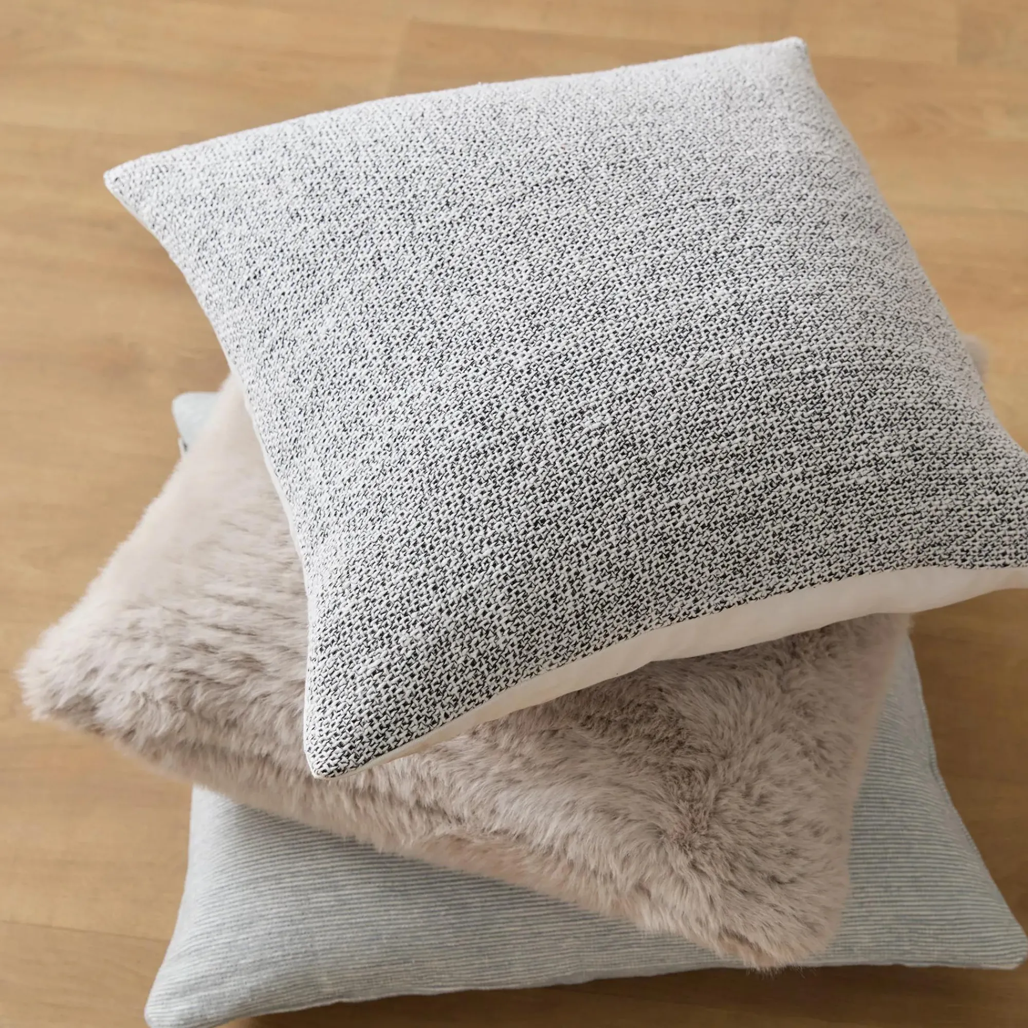 Hot Bouclair Grey Maddox Faux Fur Decorative Pillow