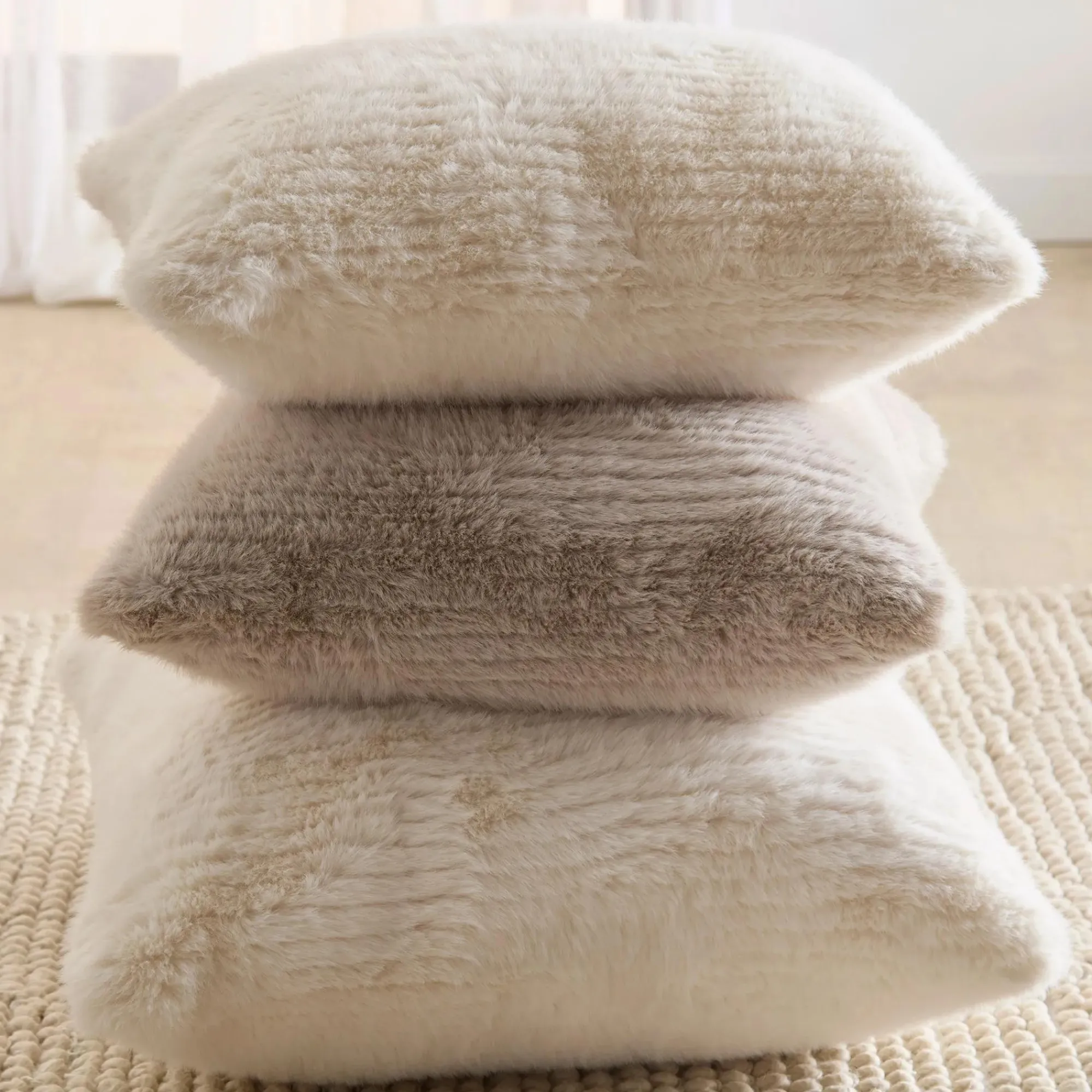 Hot Bouclair Grey Maddox Faux Fur Decorative Pillow