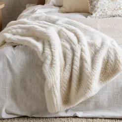 Online Bouclair Grey Maddox Faux Fur Throw