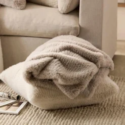 Online Bouclair Grey Maddox Faux Fur Throw