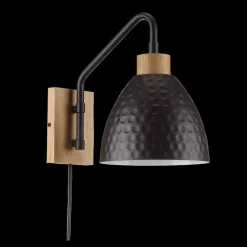 Bouclair Hammered Black Metal & Wood Wall Sconce