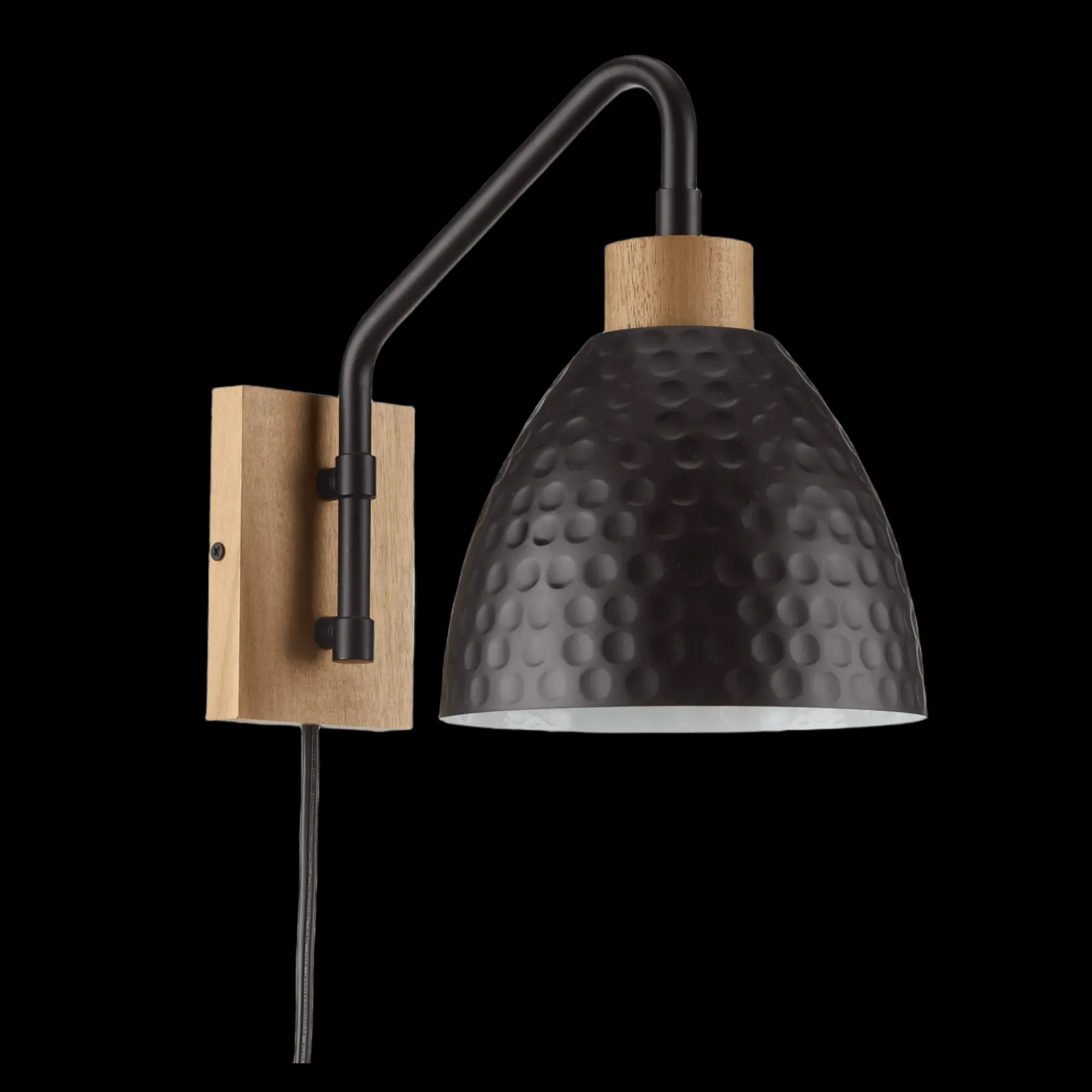 Bouclair Hammered Black Metal & Wood Wall Sconce