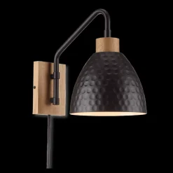 Bouclair Hammered Black Metal & Wood Wall Sconce