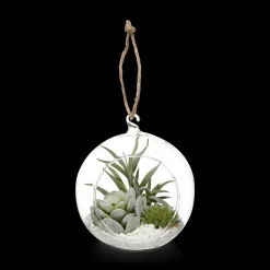 Bouclair Hanging Terrarium with Artificial Succulent