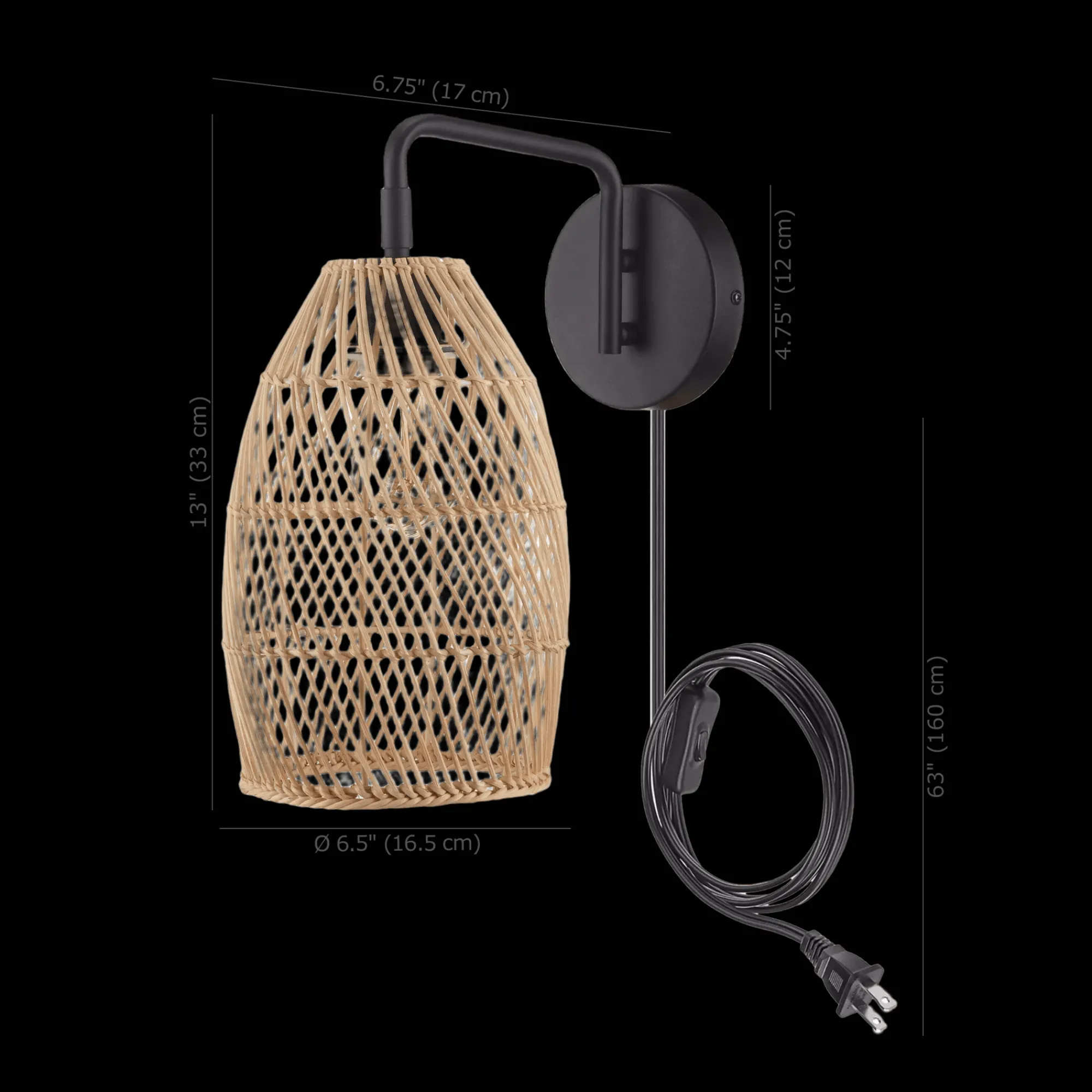 Clearance Bouclair Hemp Rope & Black Metal Wall Sconce