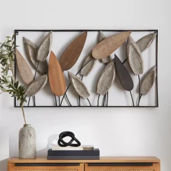 Hot Bouclair Leaf Wood & Metal Wall Art