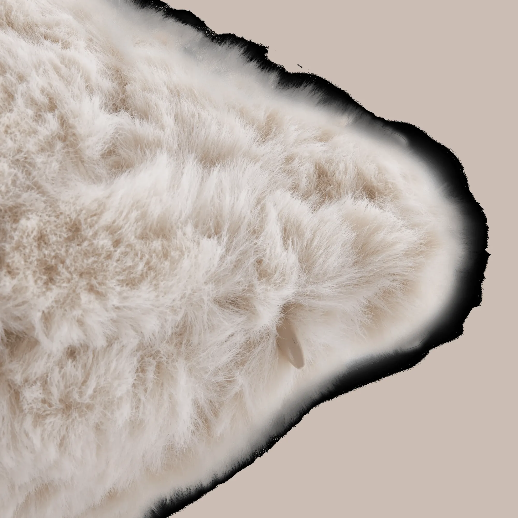 Hot Bouclair Light Beige Sheep Faux Fur Decorative Lumbar Pillow