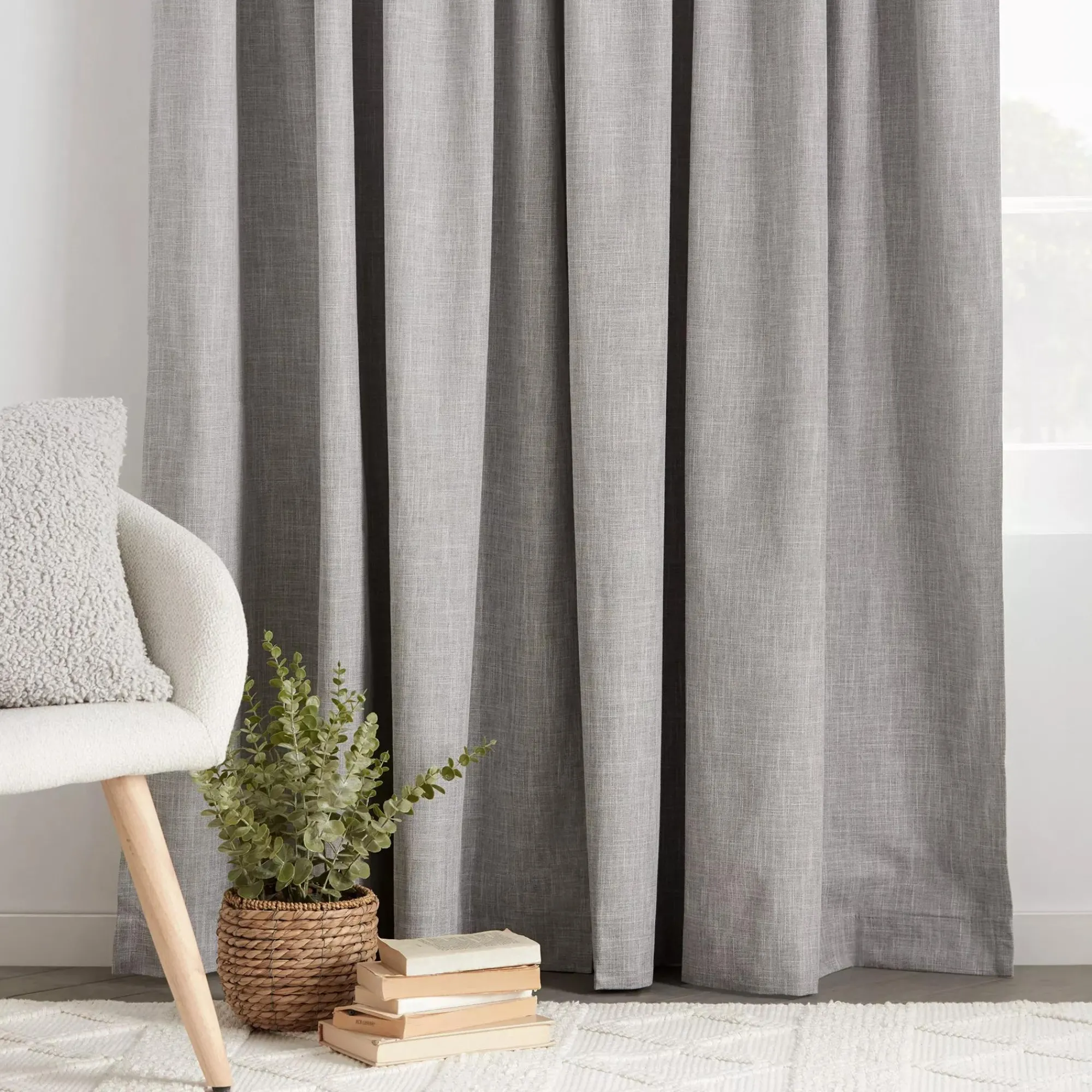 Hot Bouclair Light Grey Chita Back Tab Blackout Curtain